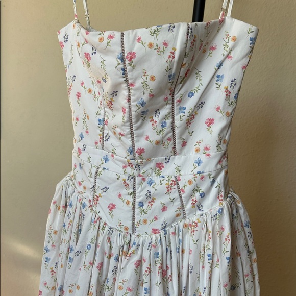 HOUSE OF CB XS  A-C Ysabella' White Posy Print Cotton Maxi Sundress NWOT - Picture 9 of 13